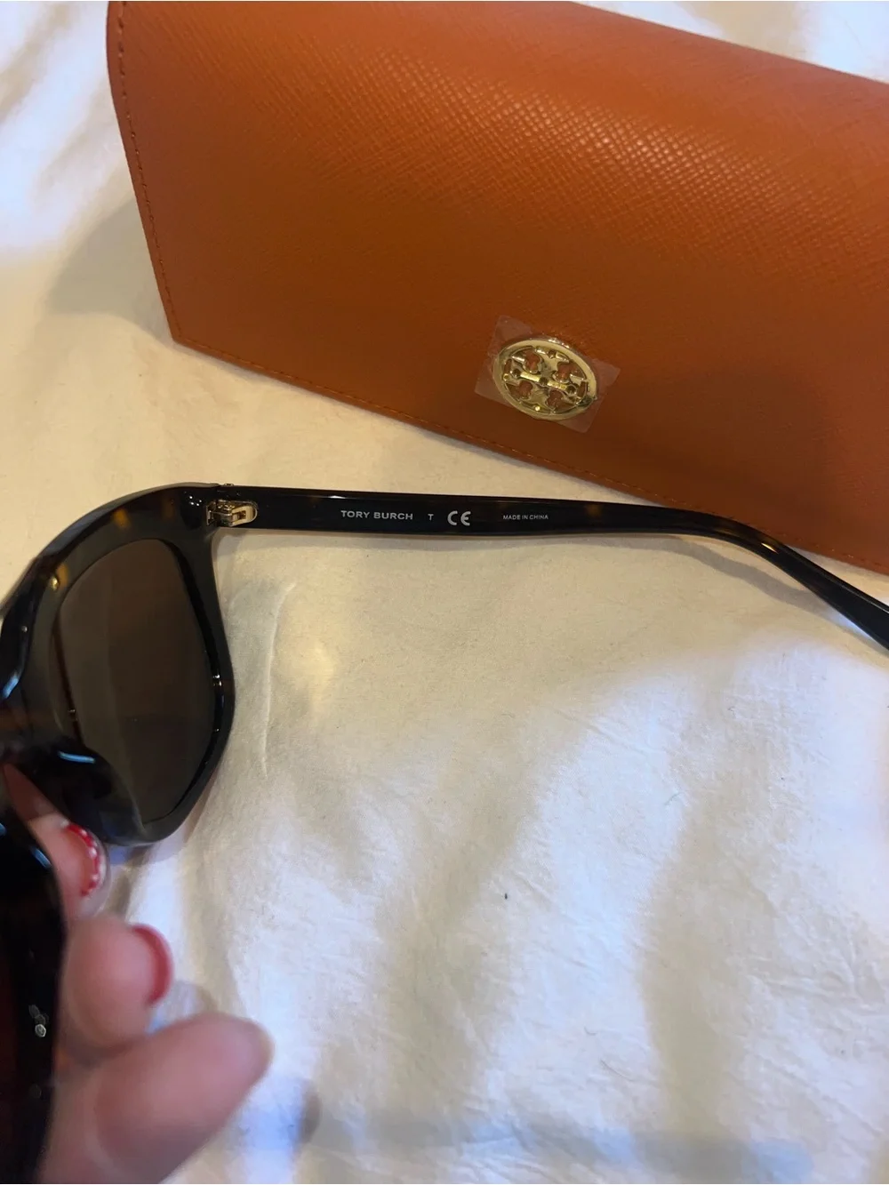 Tory Burch Tortoiseshell Sunglasses with Orange Case